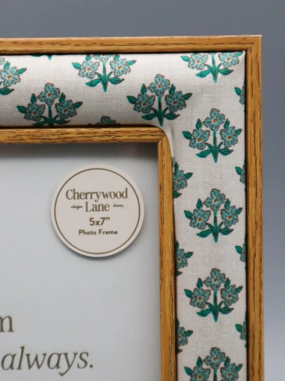Cherrywood Lane Wooden Picture Frame w/ Fabric Floral Border 5x7 Cottagecore